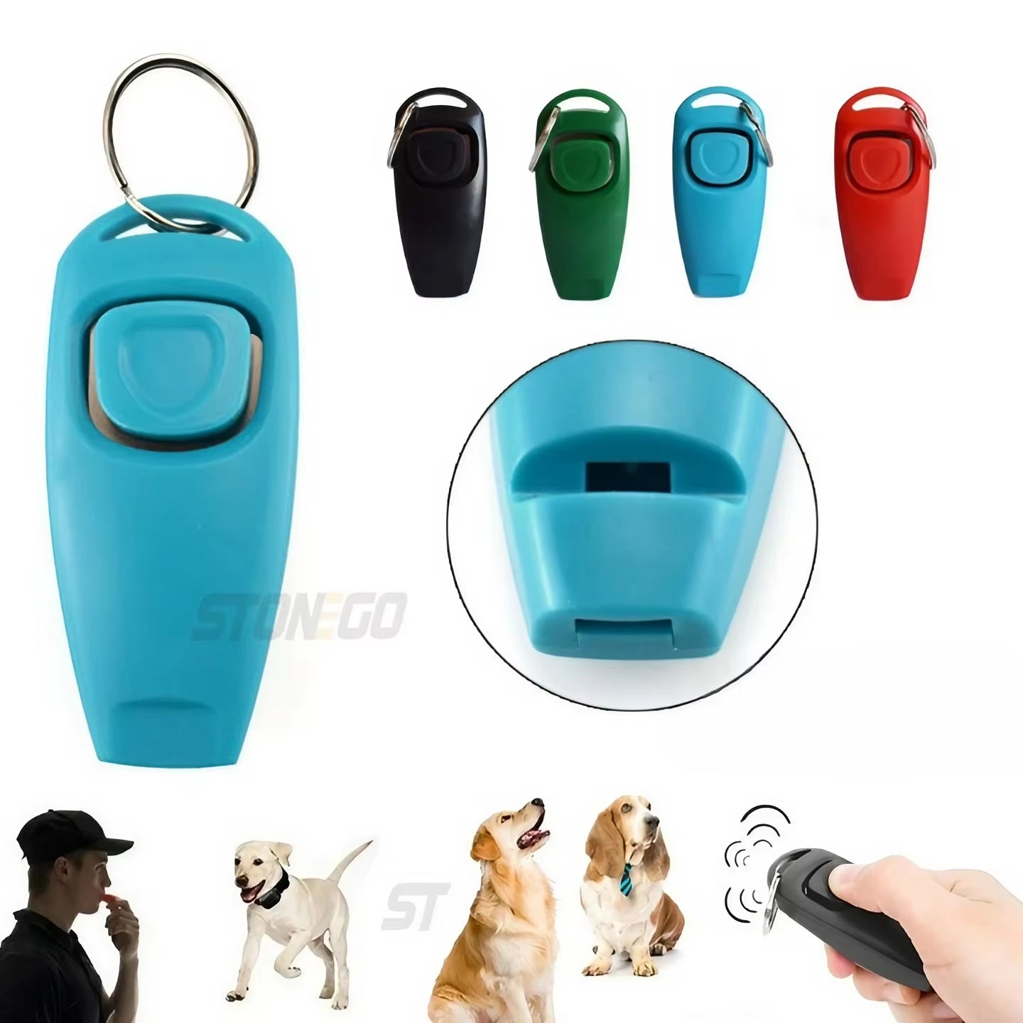 Pet Multifunction 2 in 1 Clicker & Whistle Dog Trainer Clicker with Keyring Pet Puppy Trainer Dog Flute & Clicker Pet Supplies